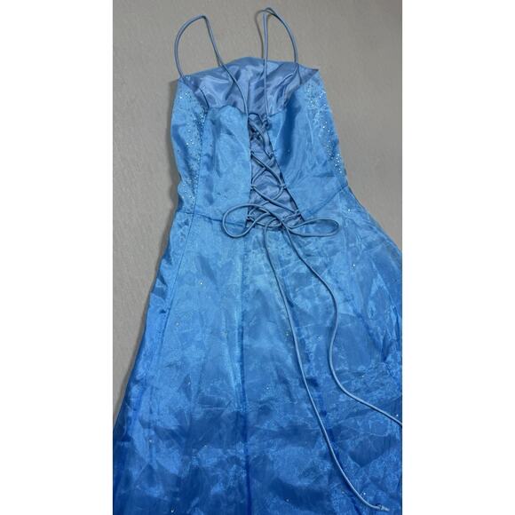 VTG Y2K Jump Apparel Dress Blue Ombre Fairy Princess Hoco Prom Sparkle Floral S - Picture 6 of 13